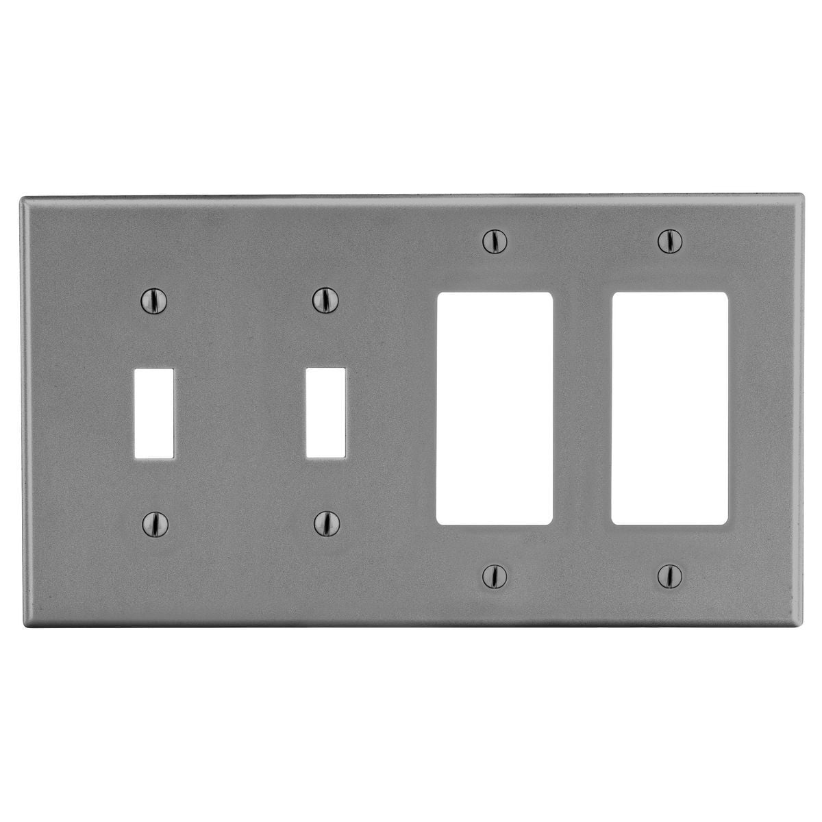 Wallplate, 4-Gang, 2) Toggle 2) Decorator, Gray