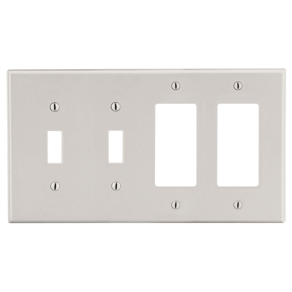 Wallplate, 4-Gang, 2) Toggle 2) Decorator, Light Almond