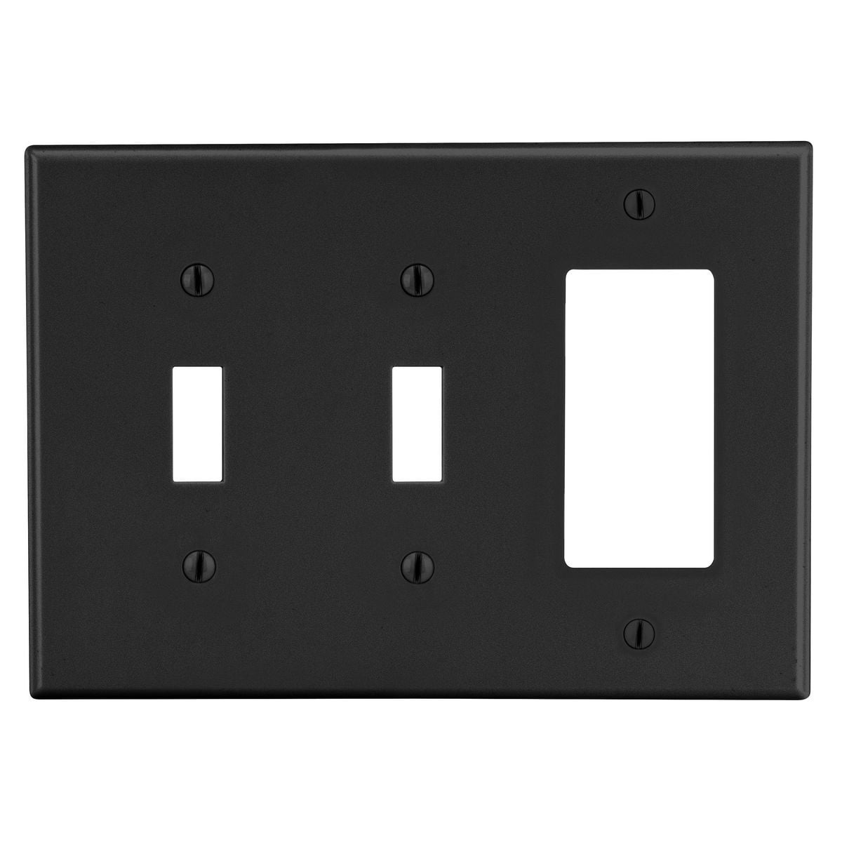 Wallplate, 3-Gang, 2) Toggle 1) Decorator, Black