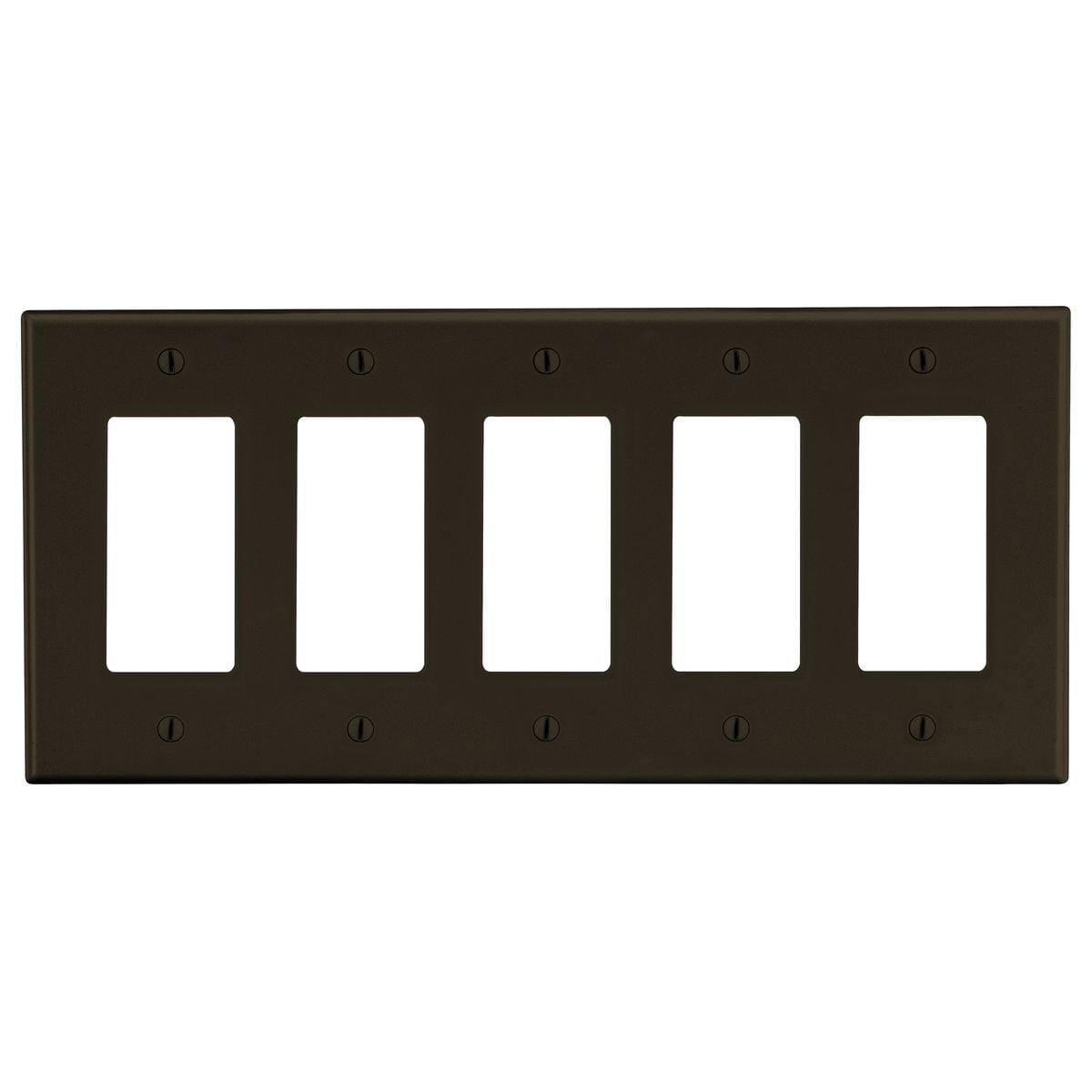 Wallplate, 5-Gang, 5) Decorator, Brown