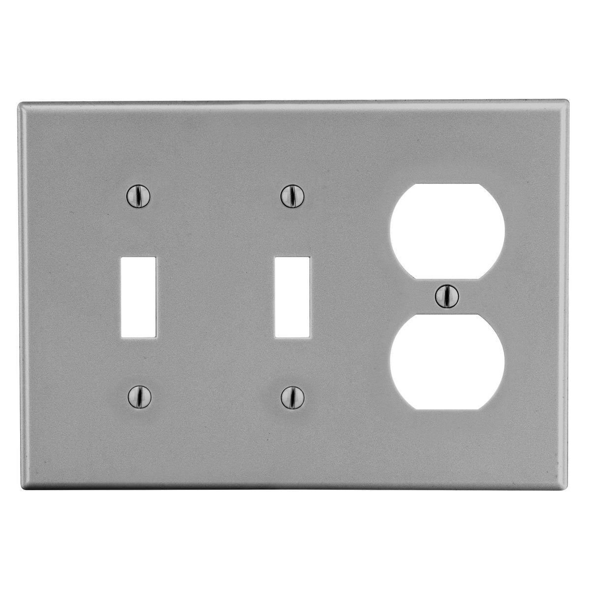 Wallplate, 3-Gang, 2) Toggle 1) Duplex, Gray
