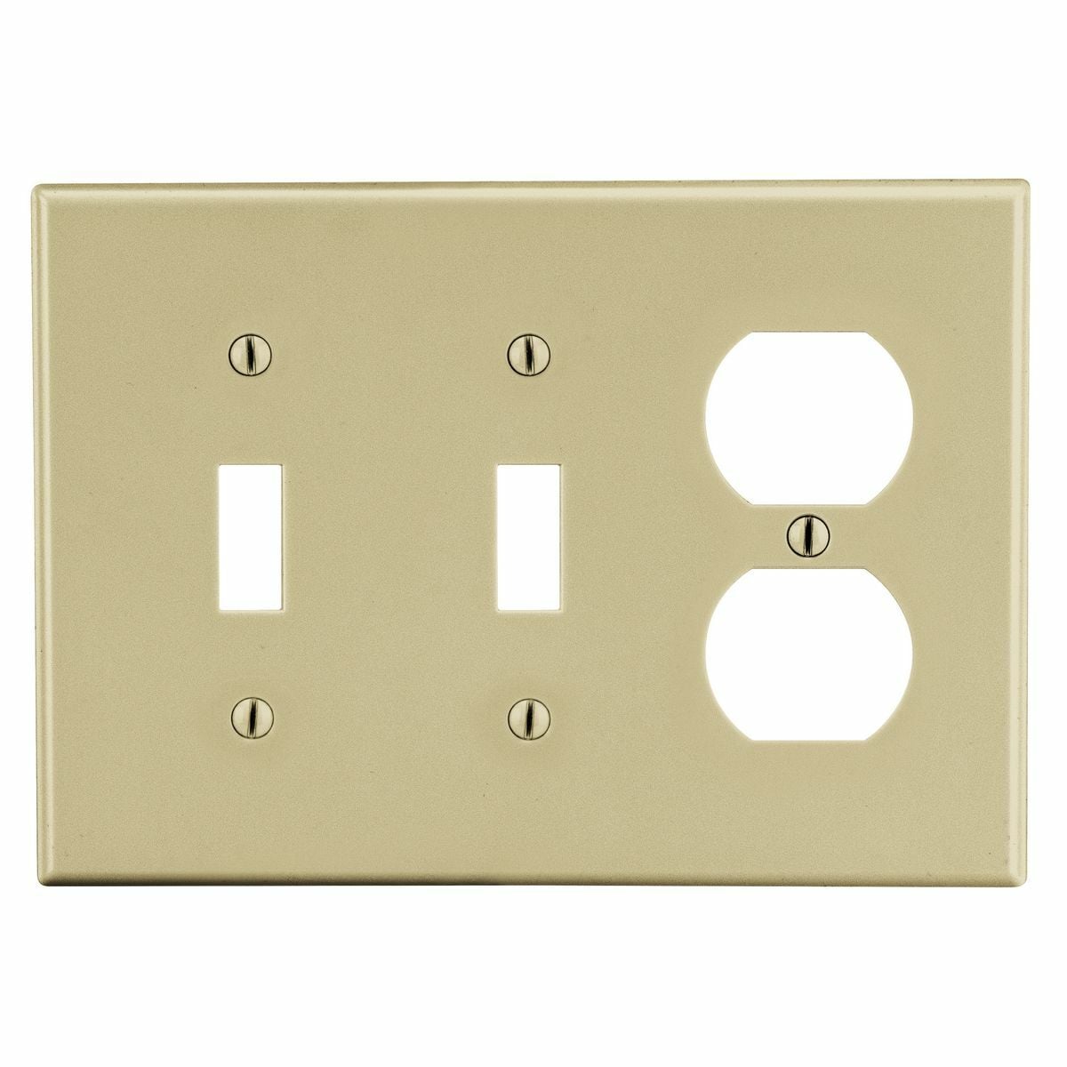 Hubbell Wiring Device Kellems, Wallplates and Box Covers, Wallplate,Non-Metallic, 3-Gang, 2) Toggle 1) Duplex, Ivory