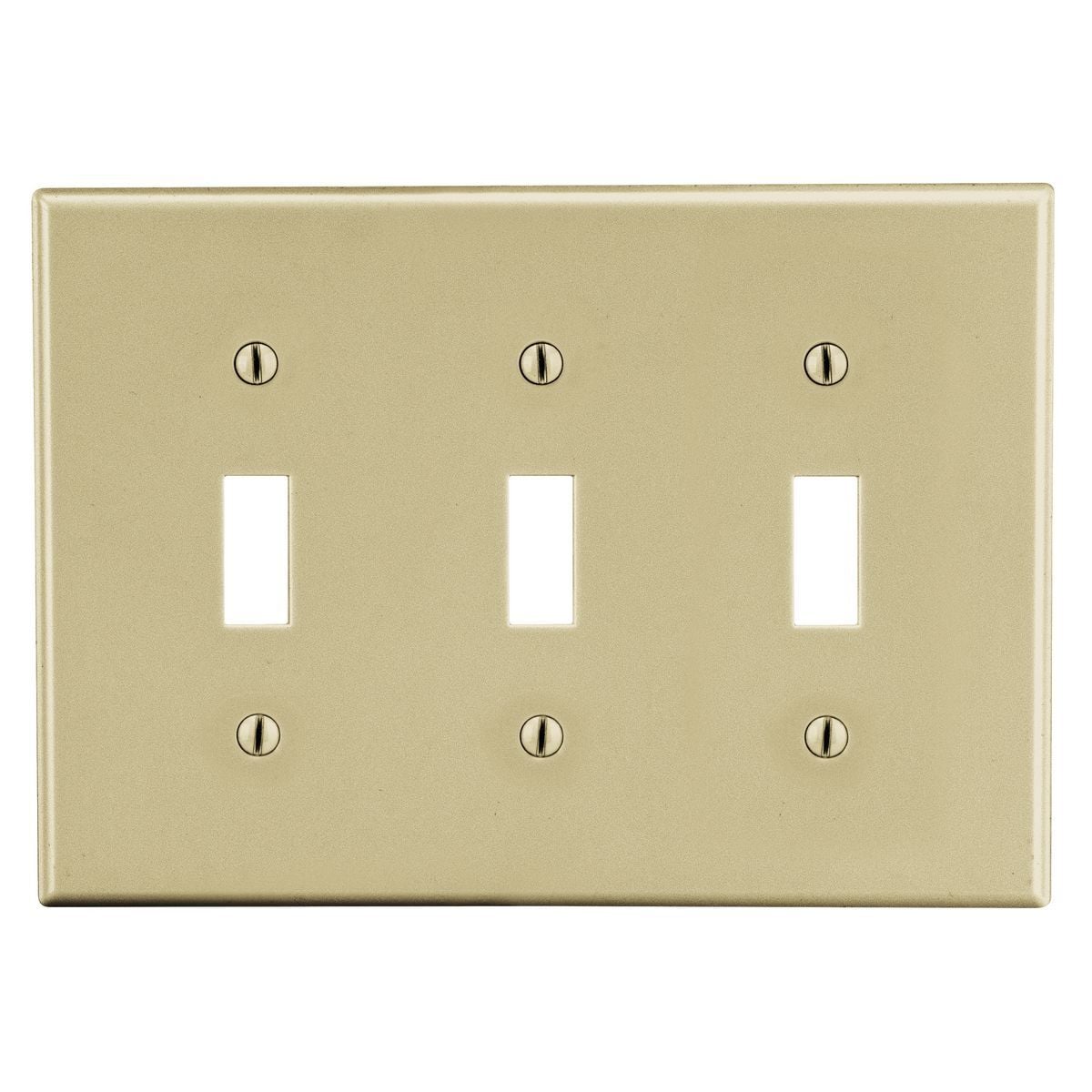 Wallplate, 3-Gang, 3) Toggle Gang, Ivory