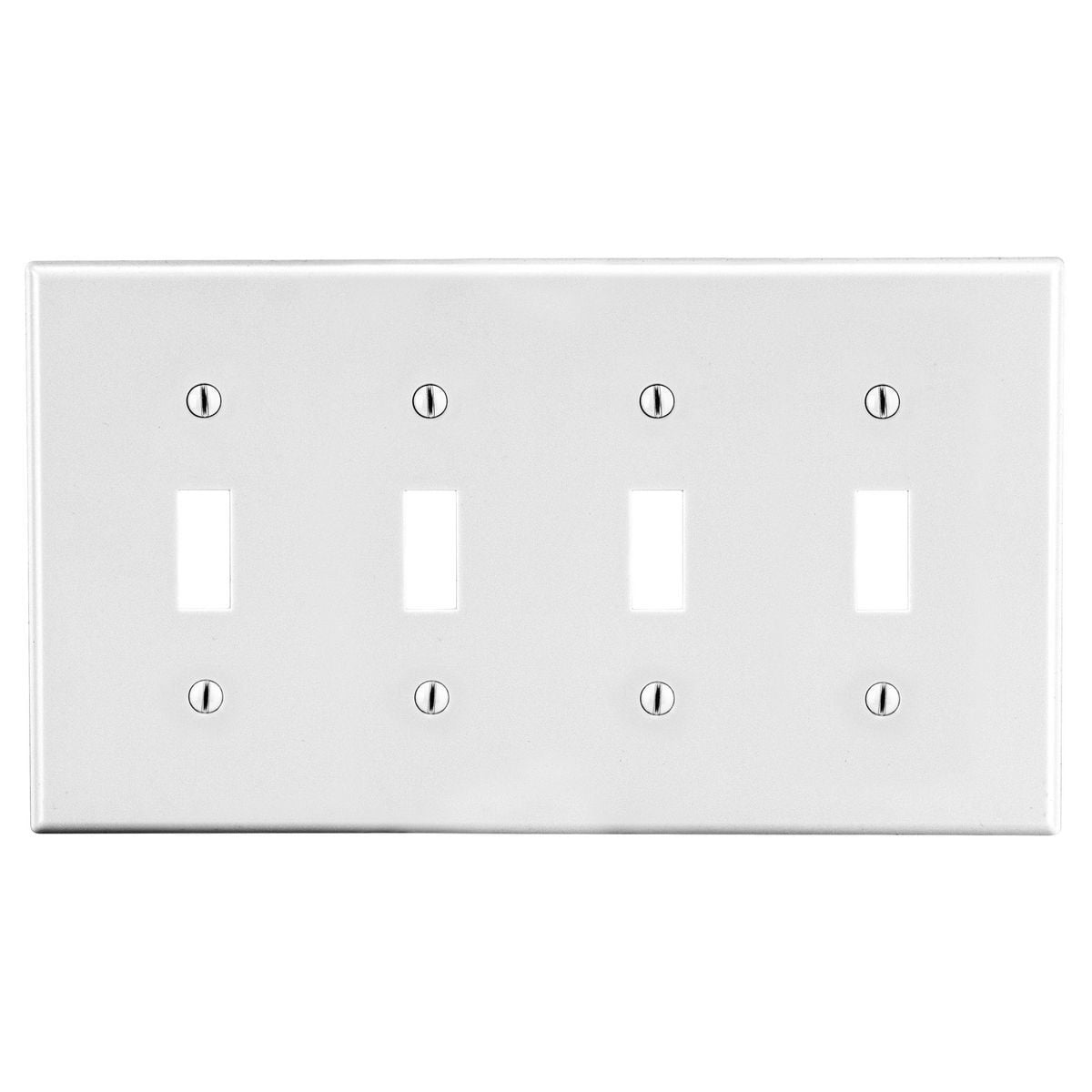 Wallplate, 4-Gang, 4) Toggle, White