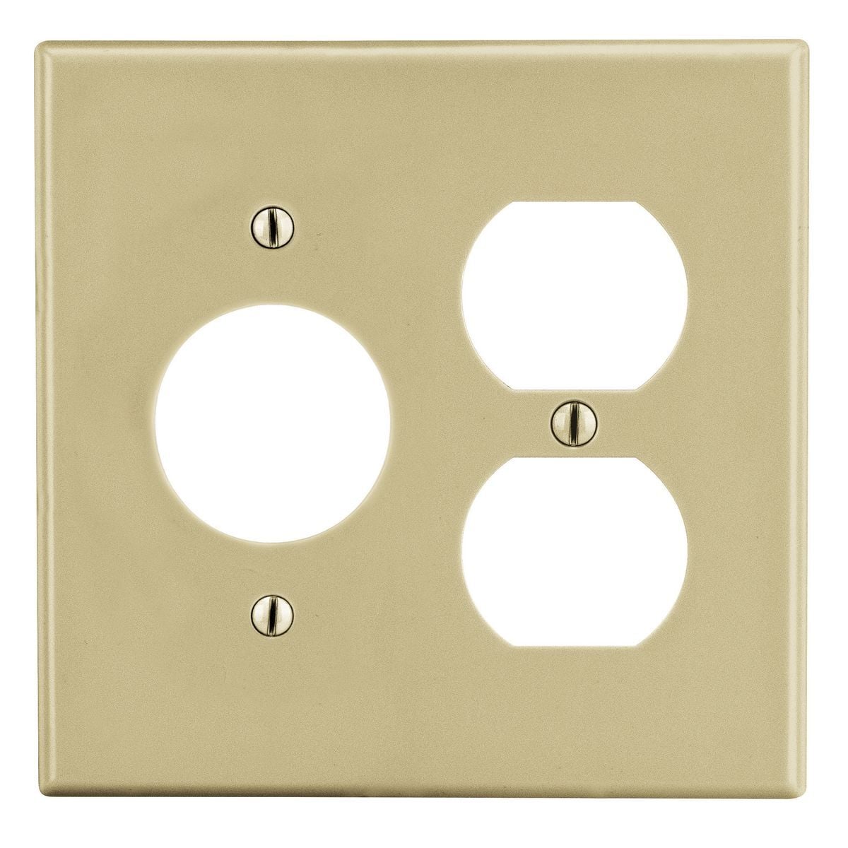 Wallplate, 2-Gang, 1) Duplex 1) 1.40" Opening, Ivory