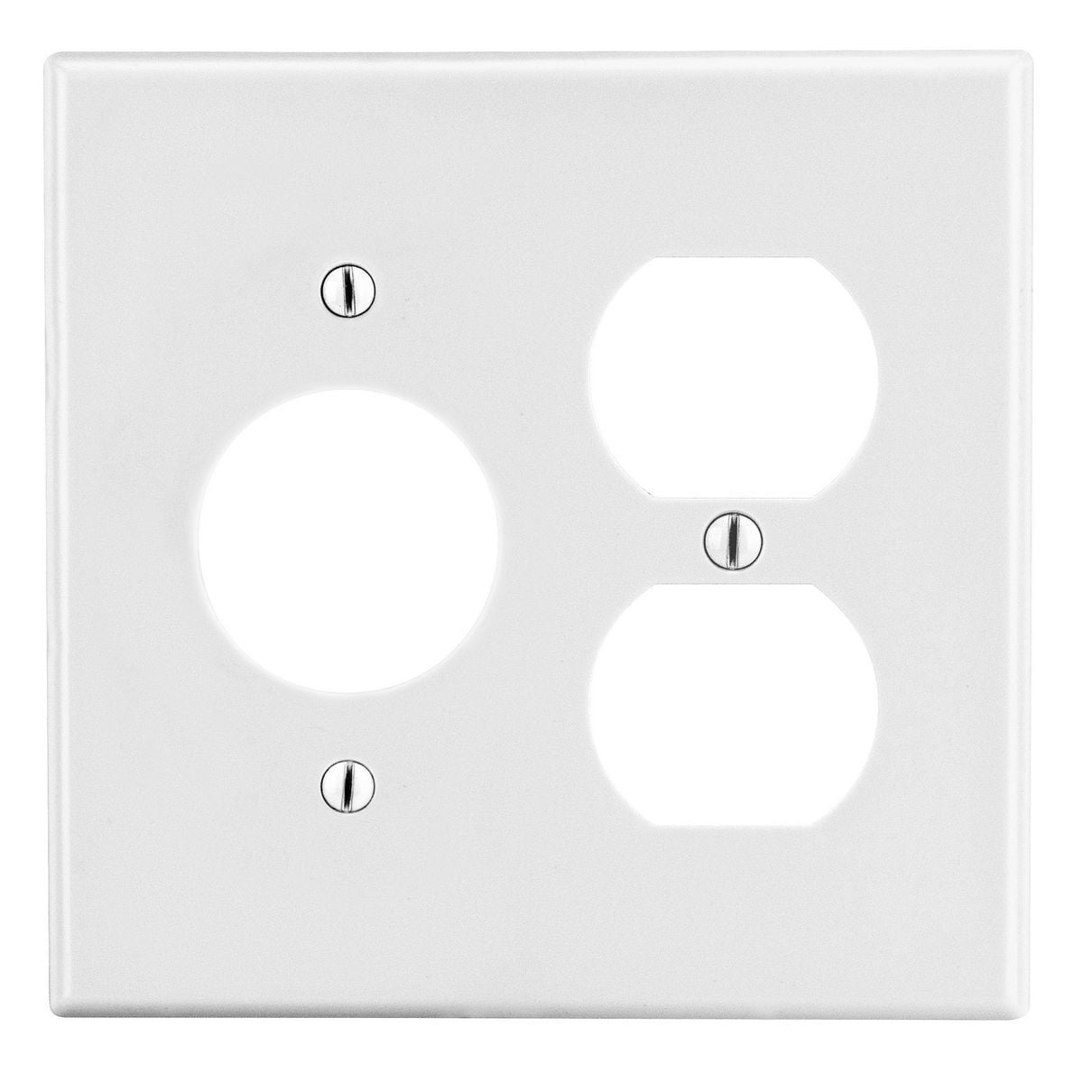 Wallplate, 2-Gang, 1) Duplex 1) 1.40" Opening, White