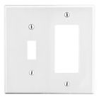 Wallplate, Mid-Size 2-Gang, 1) Toggle 1) Decorator, White