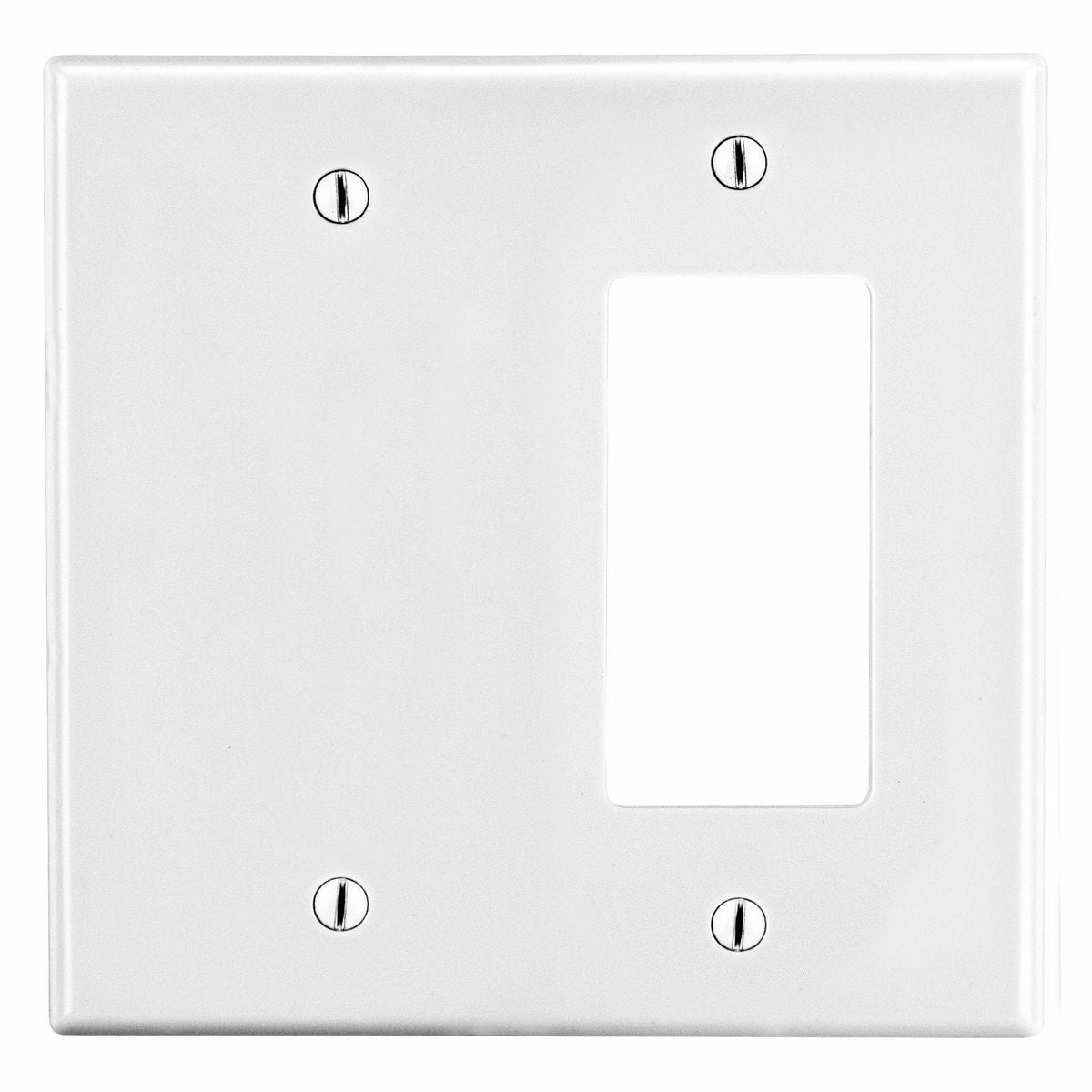 Hubbell Wiring Device Kellems, Wallplates, Non-Metallic, Mid-Sized, 2-Gang, 1)Decorator, 1) Blank, White