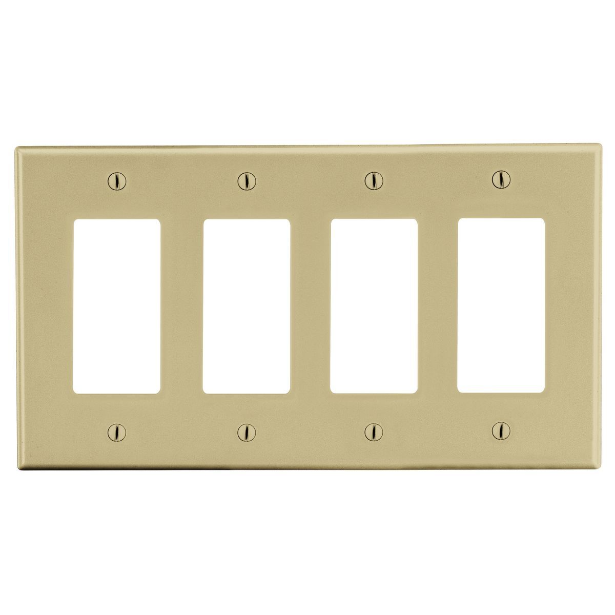 Wallplate, Mid-Size 4-Gang, 4) Decorator, Ivory