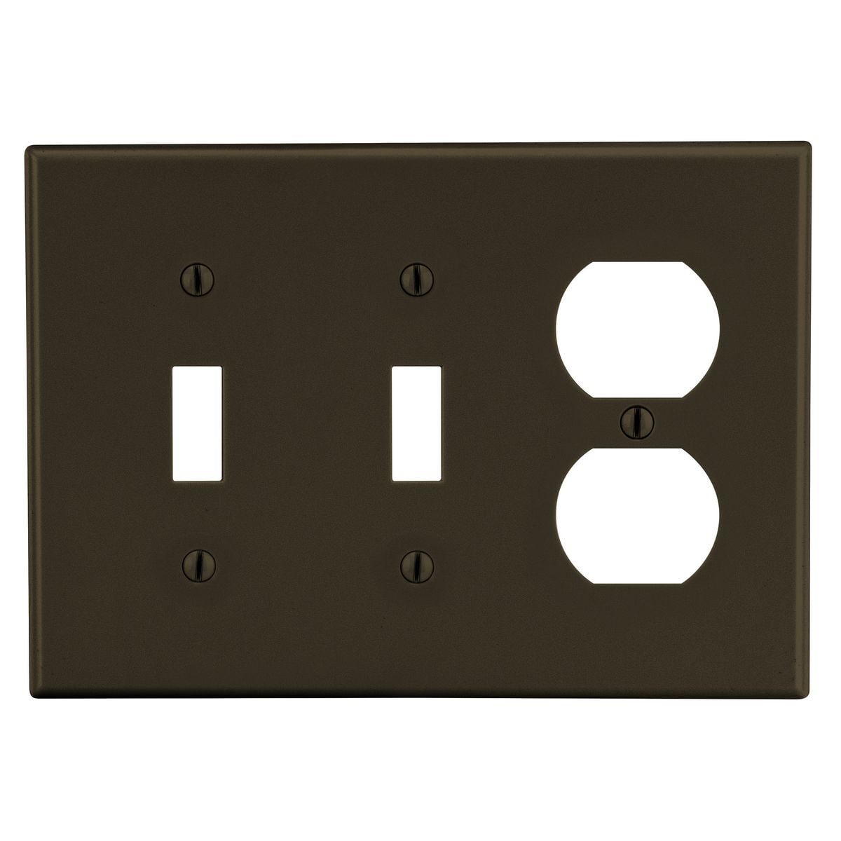 Wallplate,  Mid-Size 3-Gang, 2) Toggle 1) Duplex, Brown
