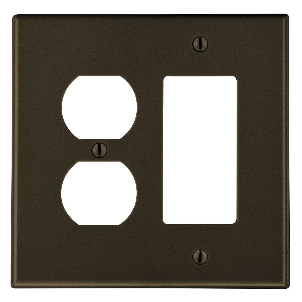 Wallplate, Mid-Size 2-Gang, 1) Duplex 1) Decorator, Brown