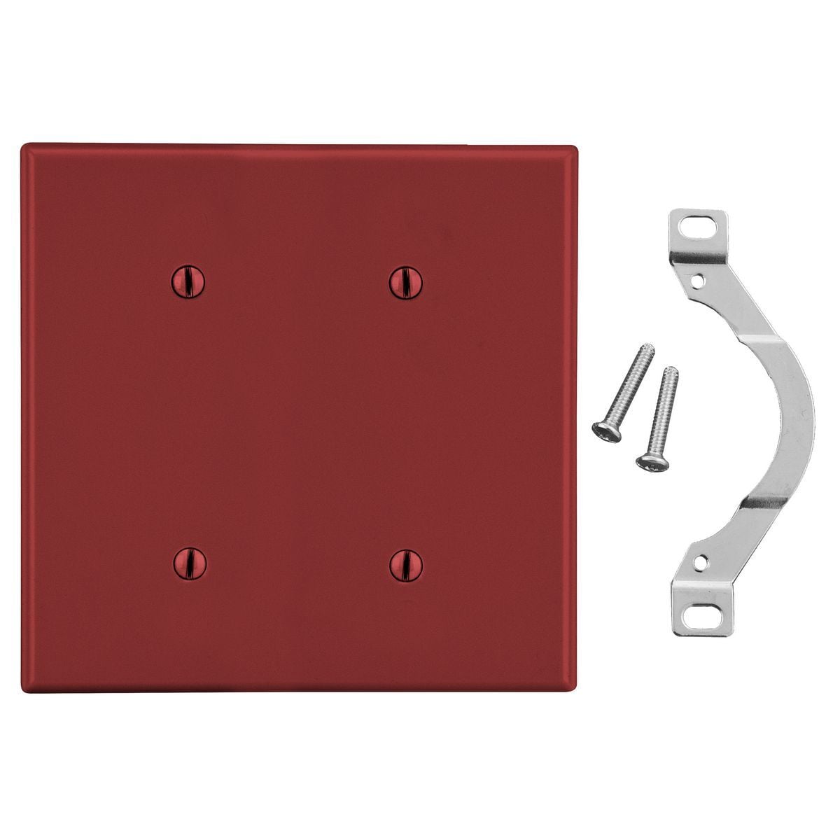 Wallplate, 2-Gang, 2 Strap  Mount Blank, Red