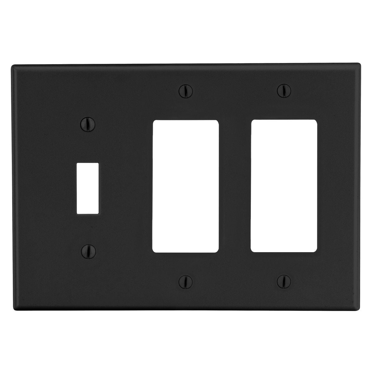 Wallplate, 3- Gang, 1) Toggle 2) Decorator, Black