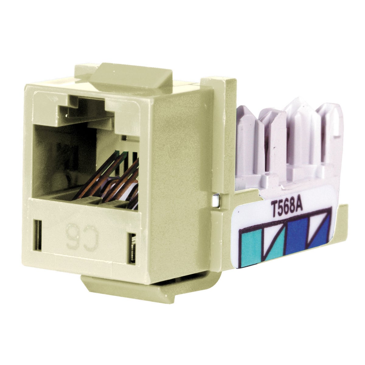Jacks, Cat6, 8 Position, Universal Wired, A/B, Light Almond, 25 Pack