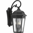 The three-light wall lantern in the Verdae collection offers traditional styling for a variety of exteriors. Classic and formal clear seeded glass complements a Black finish. Open bottom design allows easy access to replace lamps.