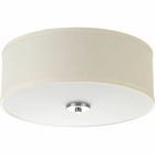 Harkening back to a simpler time, the Inspire Collection flush mount ceiling light freshens traditional forms with clean lines. The two-light brushed nickel semi- mount ceiling light features an etched glass diffuser with an off-white linen shade. This fixture is suitable for a variety of design styles, including transitional, traditional and farmhouse and the simple design is a perfect for a variety of locations throughout the home.