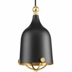 With Era's carefully crafted details and special eclectic accents achieve a vintage electric feel. One-light mini-pendant is in a Black finish with gold leaf accents and a cloth covered cord.