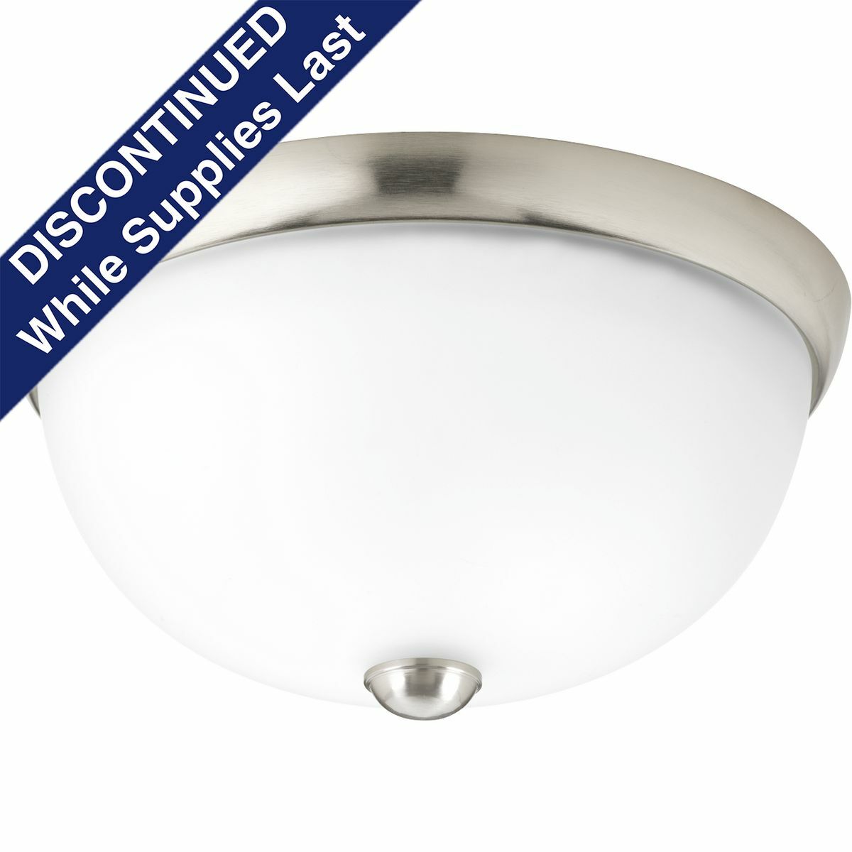 P350043-009 Close to Ceiling Contemporary Soft Flush Mount Lighting, (1) Lamp, 120 VAC, Brushed Nickel Plated Housing