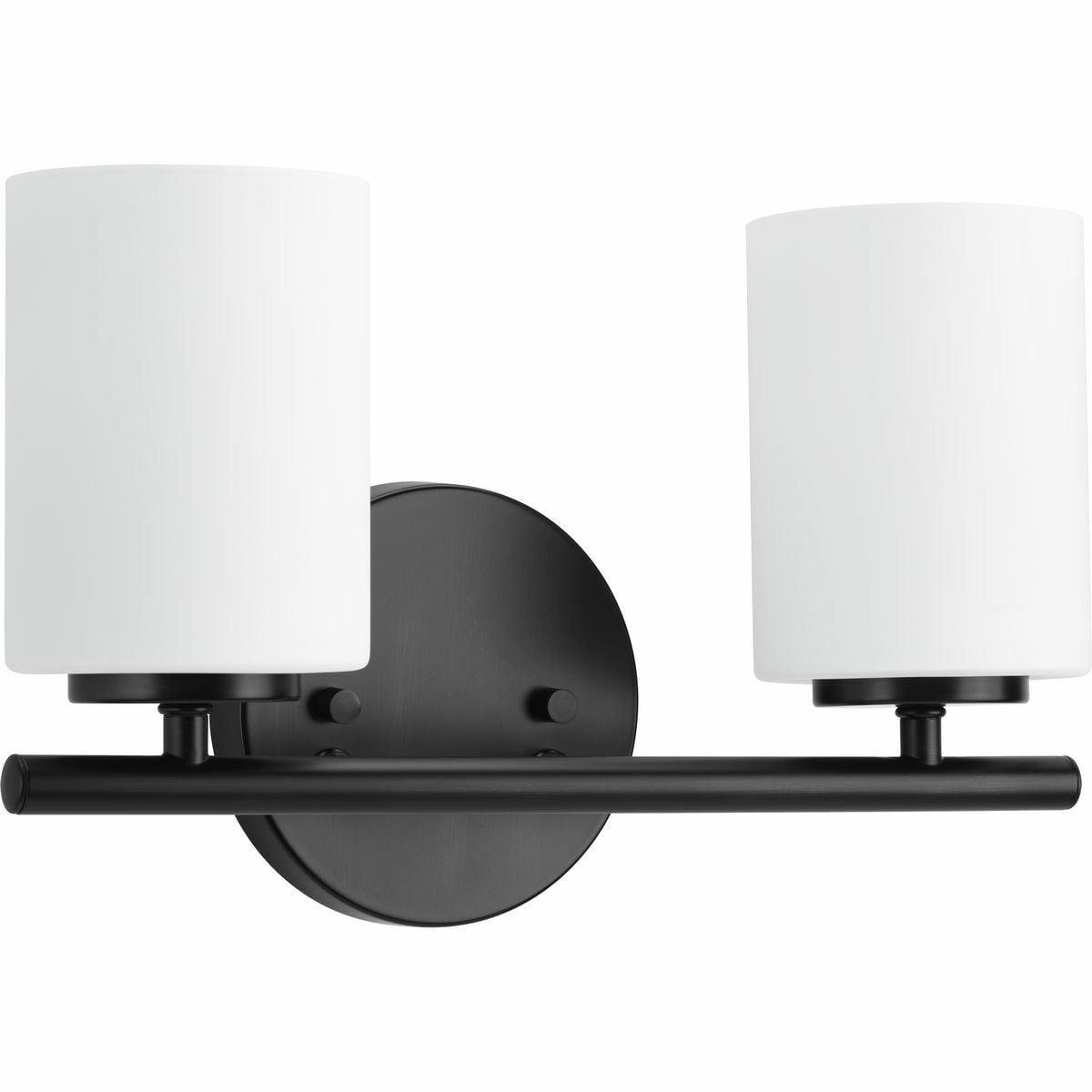 Replay vanity fixtures are highlighted by a clean, linear form paired with etched white glass. A pleasingly elegant frame enhances a simplified modern look within the Replay collection. Black finish.
