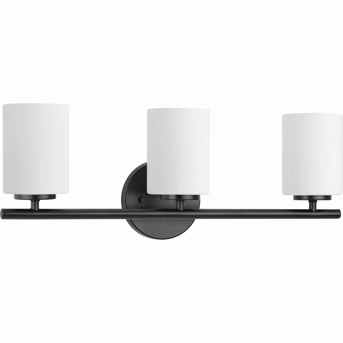Three-light bath & vanity from the Replay Collection is highlighted by a clean, linear form paired with etched white glass. A pleasingly elegant frame enhances a simplified modern look within the Replay collection. Black finish.
