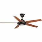 Five-blade 54 inch Signature Plus II ceiling fan with five reversible blades in classic walnut and medium cherry. The LED light source, offering both form and function with energy- and cost-savings benefits, contains a white opal shatterproof shade and is comprised of a 17W dimmable 3000K LED module. A remote with batteries is included ? and controls full range dimming and fan speed capabilities. Signature Plus II also has a reversible motor that can be accessed via a manual switch.