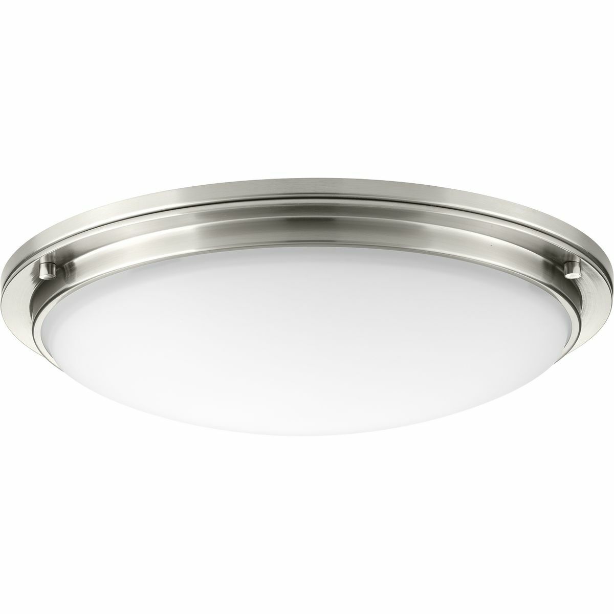 Designed for both commercial and residential interiors, Apogee is an energy efficient, high performance LED fixture. All fixtures feature 120-277V input with 0-10V compatible dimming. Etched glass shade provides an even and pleasing light effect. Apogee is 3000K, 90+ CRI and meets California Title 24 - JA8 - 2016 standards and is ENERGY STAR rated and damp location listed. The Apogee Collection 21 in LED Flush Mount is complimented by a Brushed Nickel finish.