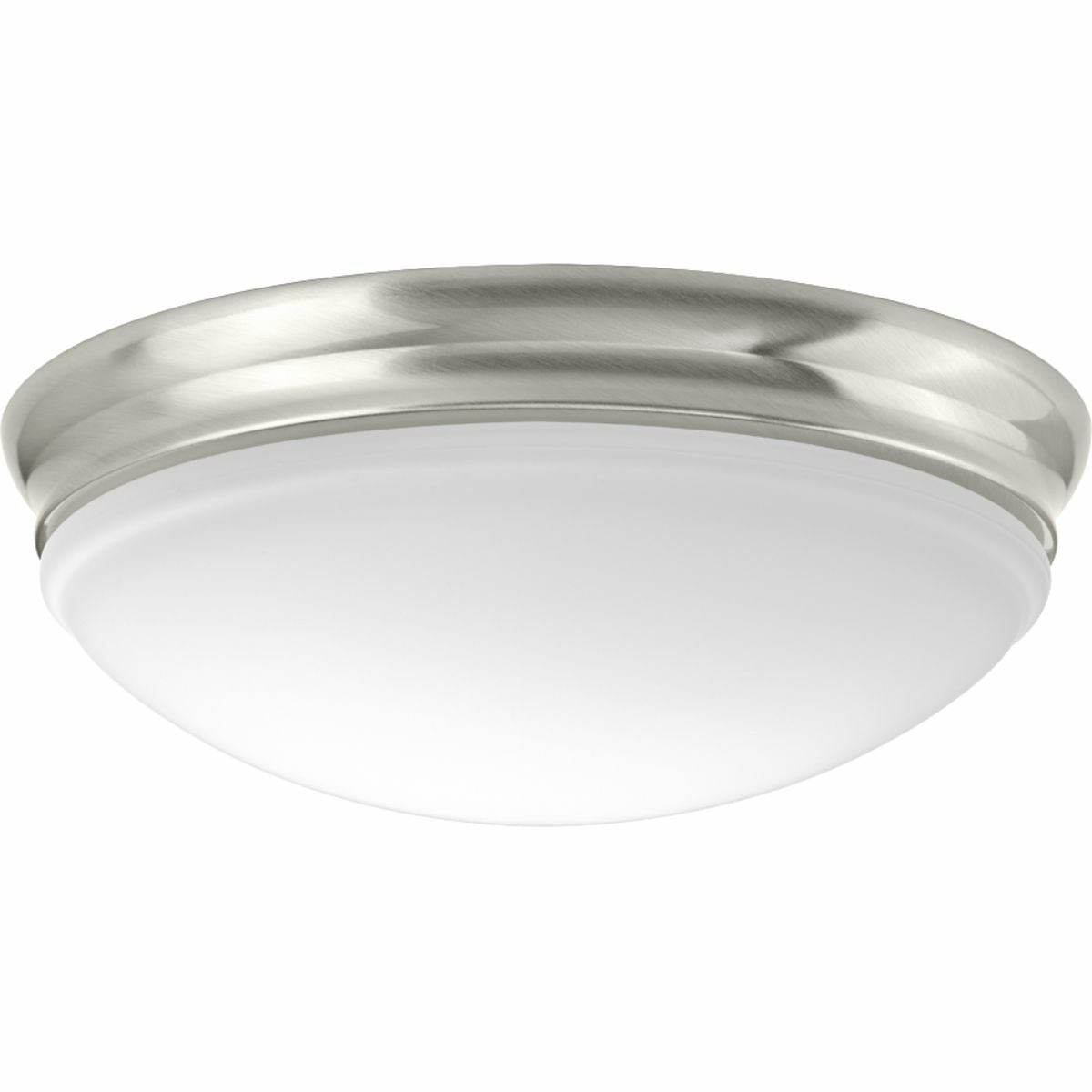 The 13-1/2 inch LED Flush mount offers traditional form factor for ambient illumination. The etched glass dominates the design with its distinctive and sculptural bowl. The elegant glass is paired with a metallic frame in a Brushed Nickel finish.