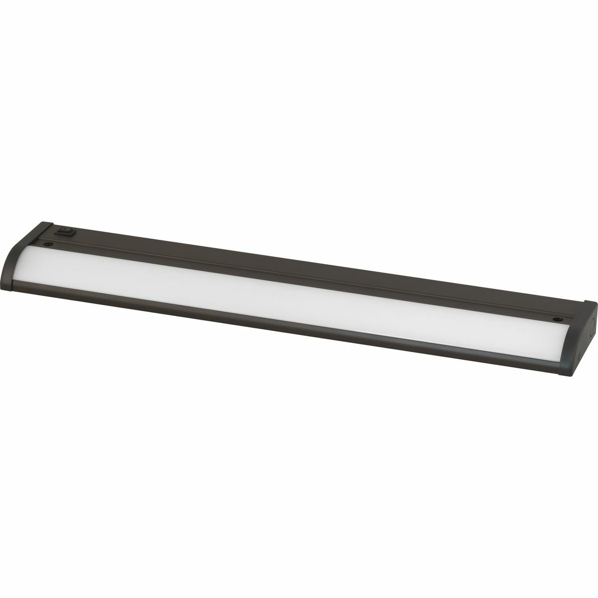 The HIDE-A-LITE V 17-1/2 in linear undercabinet fixture provides the ideal solution for residential and light commercial applications. Extruded aluminum construction featuring a lens design to optimizes light distribution to ensure proper illumination. The HIDE-A-LITE V series utilizes a simple mounting method, and direct wiring, for a hassle free installation. Energy efficient and functional lighting, which can be dimmed down to 10 percent with many Forward Phase Triac and Electronic Low Voltage ELV dimmers. 9 in linear undercabinet fixture. Antique Bronze powder coat finish.