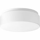LED flush mount with white acrylic diffuser mounts to baked enamel ceiling pan. Twist on installation with a single locking thumb screw. ETL approved for damp locations. Ceiling or wall mount. 1680 lumens, 80 lumens/watt (delivered), 3000K and 90CRI. ENERGY STAR and Title 24. White finish.