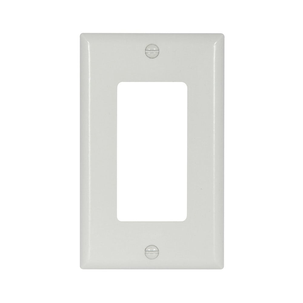 Eaton Decorator / GFCI wallplate, White, Decorator Cutout, Thermoset, Single- gang, Standard, ED Box