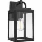 Partner timeless elegance with a pinch of coastal vibe with this wall lantern. A beautiful black square frame crafted from corrosion-proof composite polymer material features a half loop on top of the structure. The light fixture's clear glass panes allow the lantern to complement other farmhouse and coastal decor for an overall beautiful, welcoming look. DURASHIELD by Progress Lighting is built to last. Constructed from a composite material with UV protection, DURASHIELD holds up even in the harshest weather conditions. This high-performance finish has a 5-year warranty and is resistant to rust, corrosion, and fading.
