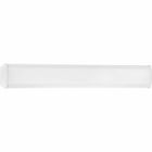 The Wrap and Strip Collection's Four-Foot LED Wrap Light features a crisp white acrylic diffuser shaped into an elegant elongated tubular silhouette. The light fixture is complemented by white end caps and a white metal chassis. The wrap light can be mounted on a wall or ceiling to meet your unique design needs.