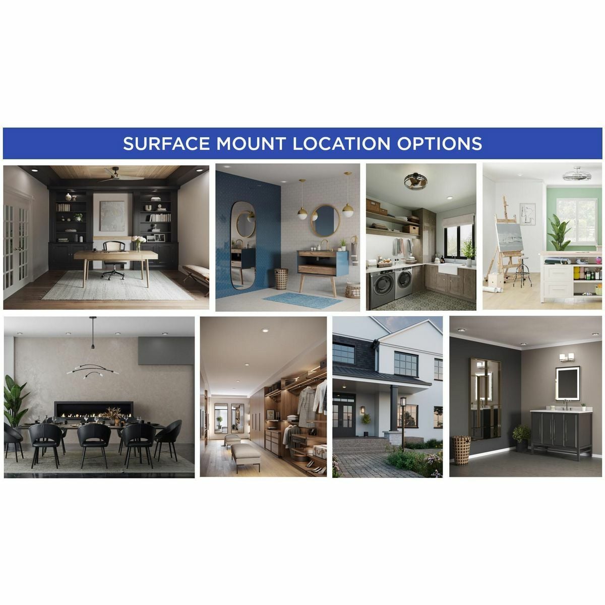 Elevate your design vision with just the flip of a switch with our Intrinsic Surface Mount LED Collection. The simple, classic design of these light fixtures can easily be installed into a variety of style applications in both residential and commercial settings. We offer two different sizes of surface mounts, both coated in a crisp white finish, to meet your unique design needs. Each smooth trim ring surrounds an integrated LED light fixture ready to emit general ambient lighting wherever it calls home in your design plan.