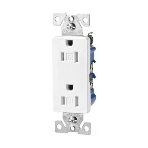 Eaton residential grade decorator duplex receptacle, #14-10 AWG, 15A, Commercial, Residential, Flush, 125V, Side and push, Brown, Brass, Impact-resistant thermoplastic face, PVC body, 5-15R, Duplex, Screw, Thermoplastic, ED Box