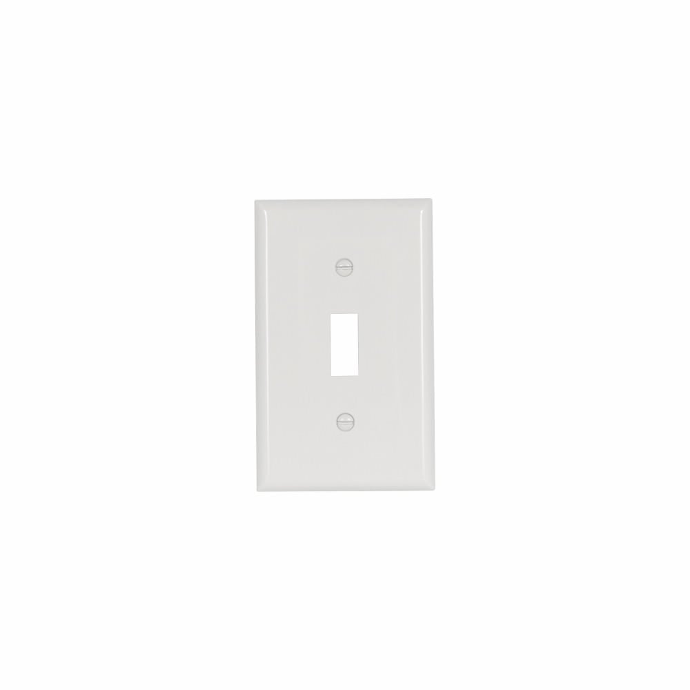 Eaton Standard Size Toggle Switch Wallplate, White, Toggle, Nylon, 1, Standard