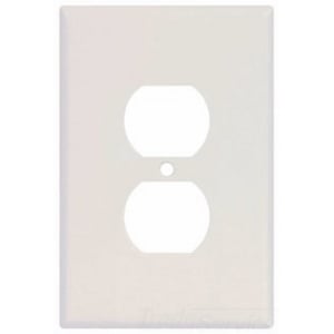 Eaton Duplex receptacle wallplate, White, Duplex receptacle Cutout, Thermoset, Single- gang, Oversize, ED Box