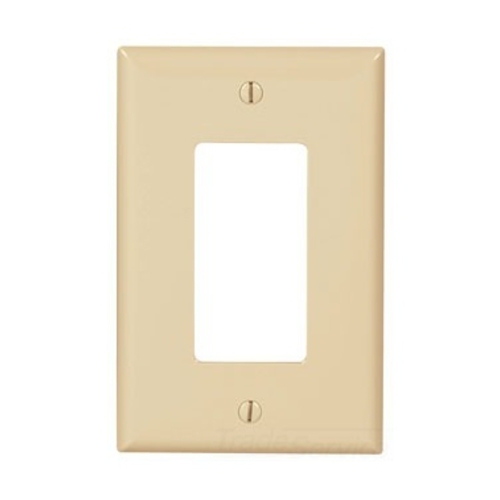 Eaton Decorator / GFCI wallplate, Ivory, Decorator Cutout, Polycarbonate, Single- gang, Mid-size