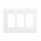 Eaton Decorator / GFCI wallplate, White, Decorator Cutout, Polycarbonate, Three- gang, Mid-size