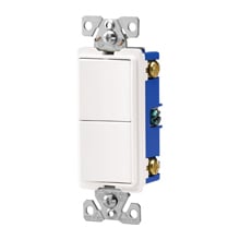 Eaton commercial grade combination switch, auto-grnd, Decorator, #14 - #12 AWG, 15A, resi, comm, 120/277V, bk and sd wiring, Rocker, Maint closure, Screw, Brass, blk, -20-60?C, (2) 1-pole, dplx, thermoplas, polycrb, PVC