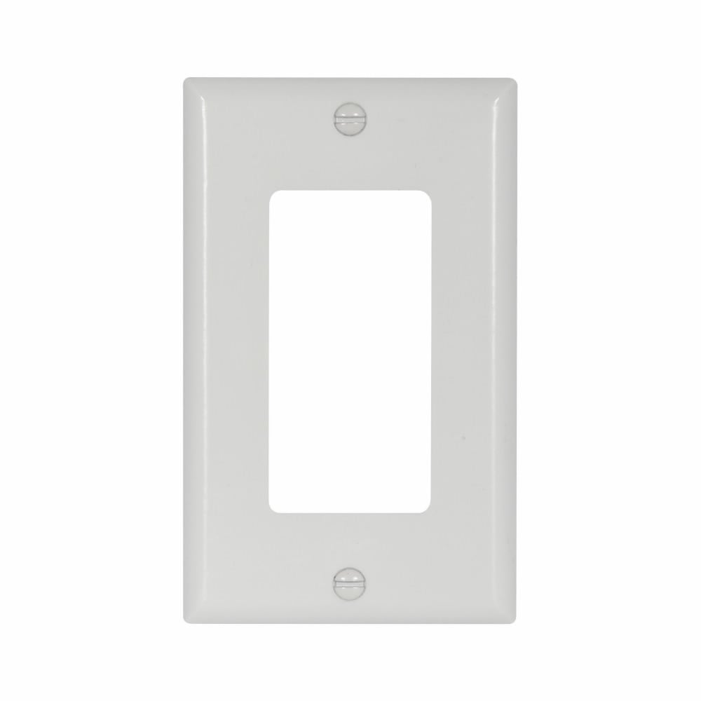 Eaton Decorator / GFCI wallplate, White, Decorator Cutout, Thermoset, Single- gang, Standard