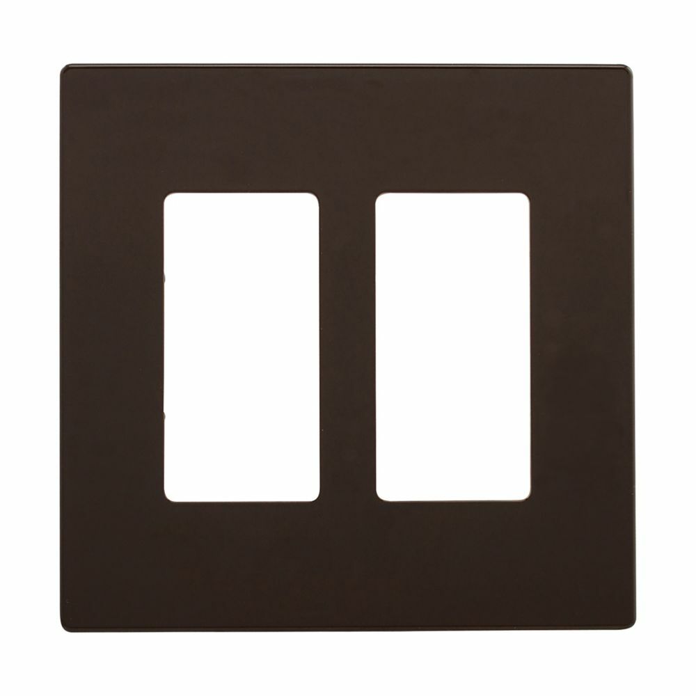 Eaton Screwless wallplate, Screwless, Brown, Decorator Cutout, Polycarbonate, Two- gang, Mid-size