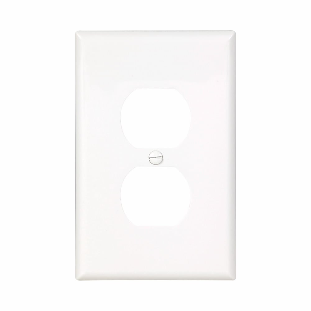 Eaton Duplex receptacle wallplate, White, Duplex receptacle Cutout, Polycarbonate, Single- gang, Mid-size