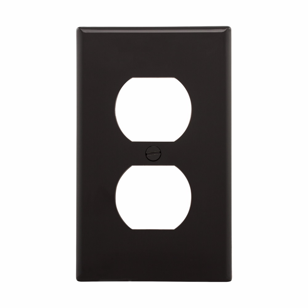 Eaton Duplex receptacle wallplate, Black, Duplex receptacle Cutout, Nylon, Single- gang, Standard