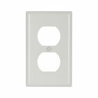 Eaton Duplex receptacle wallplate, White, Duplex receptacle Cutout, Thermoset, Single- gang, Standard, ED Box