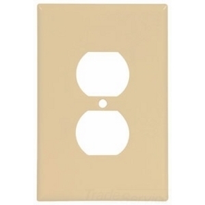 Eaton Duplex receptacle wallplate, Ivory, Duplex receptacle Cutout, Thermoset, Single- gang, Oversize, ED Box