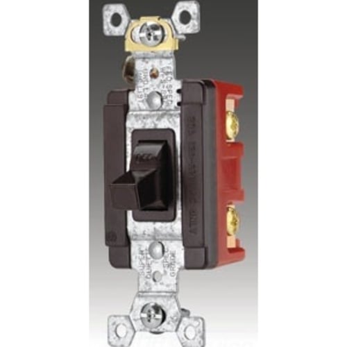 Eaton Arrow Hart industrial grade toggle switch, #14-10 AWG, 20A, Industrial, Wall, 120/277V, Back and side, Screw, White, Four-way, Brass, Terminals: 0.031 in, Polycarbonate