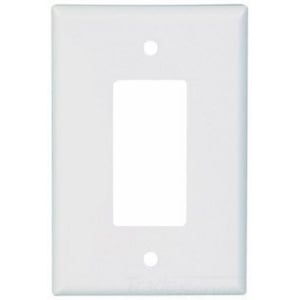 Eaton Decorator / GFCI wallplate, White, Decorator Cutout, Thermoset, Single- gang, Oversize, ED Box