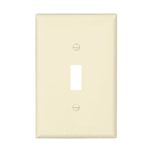Eaton Toggle wallplate, Lt. Almond, Toggle Cutout, Polycarbonate, Single- gang, Mid-size