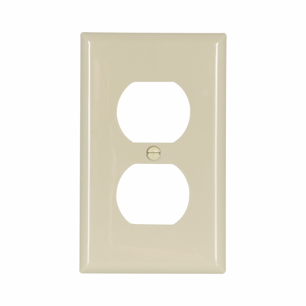 Eaton Standard Size Duplex Receptacle Wallplate, Ivory, Power outlet, Nylon, 1, Standard