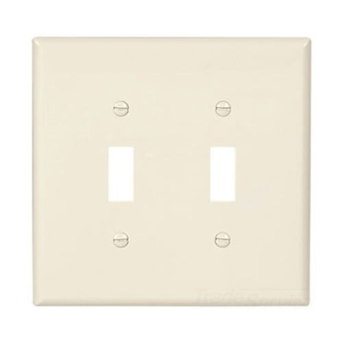 Eaton Toggle wallplate, Lt. Almond, Toggle Cutout, Polycarbonate, Two- gang, Mid-size